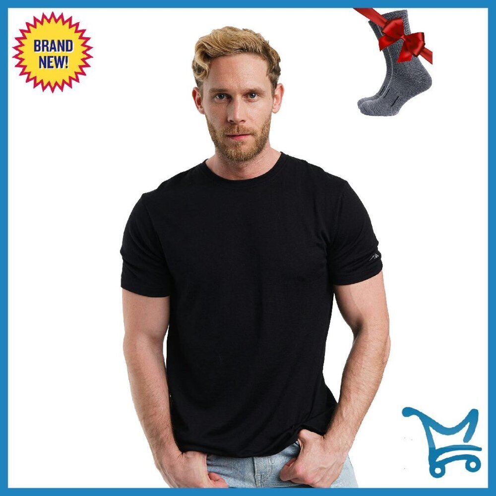 Men's Merino Wool Thermal Shirt & Hiking Socks Set - Lightweight All-Season